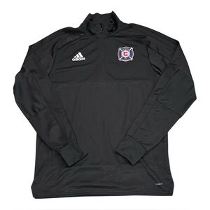 Adidas Chicago Fire FC MLS Black Half Zip Pullover Soccer Sweatshirt Mens M